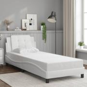 vidaXL Sängram med huvudgavel vit 80x200 cm konstläder