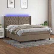 vidaXL Ramsäng med madrass & LED taupe 180x200 cm tyg