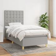 vidaXL Ramsäng med madrass ljusgrå 90x200 cm tyg