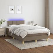 vidaXL Ramsäng med madrass & LED taupe 120x200 cm tyg