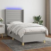 vidaXL Ramsäng med madrass & LED ljusgrå 80x200 cm tyg