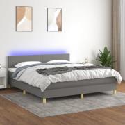 vidaXL Ramsäng med madrass & LED mörkgrå 180x200 cm tyg