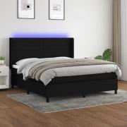 vidaXL Ramsäng med madrass & LED svart 160x200 cm tyg