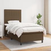 vidaXL Ramsäng med madrass mörkbrun 90x200 cm tyg