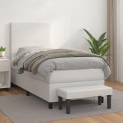 vidaXL Ramsäng med madrass vit 90x200 cm konstläder