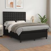 vidaXL Ramsäng med madrass svart 140x190 cm konstläder