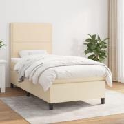 vidaXL Ramsäng med madrass gräddvit 90x200 cm tyg