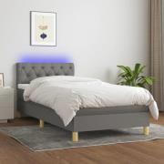 vidaXL Ramsäng med madrass & LED mörkgrå 80x200 cm tyg