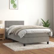 vidaXL Ramsäng med madrass ljusgrå 90x190 cm sammet