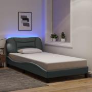 vidaXL Sängram med LED utan madrass ljusgrå 100x200 cm tyg