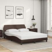 vidaXL Sängram med huvudgavel brun 140x190 cm konstläder