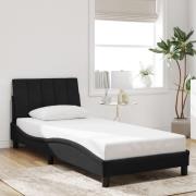 vidaXL Sängram med huvudgavel svart 90x200 cm sammet