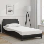 vidaXL Sängram med huvudgavel svart 100x200 cm konstläder