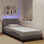 vidaXL Sängram med LED utan madrass Taupe 80x200 cm tyg