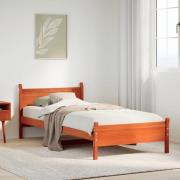 vidaXL Sängram utan madrass vaxad brun 90x190 cm massiv furu