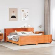 vidaXL Sängram utan madrass vaxbrun 180x200 cm massiv furu