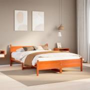 vidaXL Sängram utan madrass vaxbrun 135x190 cm massiv furu