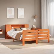 vidaXL Sängram utan madrass vaxbrun 140x190 cm massiv furu