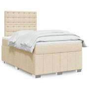 vidaXL Ramsäng med madrass gräddvit 120x190 cm tyg
