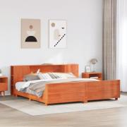 vidaXL Sängram utan madrass vaxbrun 180x200 cm massiv furu