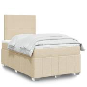 vidaXL Ramsäng med madrass gräddvit 120x190 cm tyg