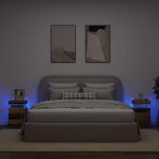 vidaXL Sängbord med LED 2 st åldrat trä 35x39x55 cm konstruerat trä