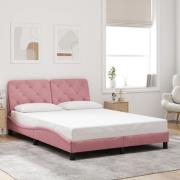 vidaXL Sängram med huvudgavel rosa 140x190 cm sammet