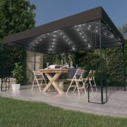 vidaXL Paviljong med ljusslinga LED 3x4 m antracit