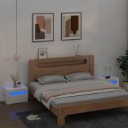 vidaXL Sängbord med LEDs 2 st vit 60x35x40 cm
