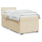 vidaXL Ramsäng med madrass gräddvit 90x200 cm tyg