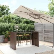 vidaXL Barbord med glasskiva brun 185x80x110 cm konstrotting