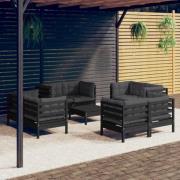 vidaXL Loungegrupp för trädgården med antracit dynor 9 delar massiv fu...