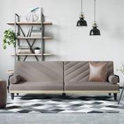 vidaXL Bäddsoffa med armstöd taupe tyg