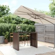 vidaXL Barbord med glasskiva brun 145x80x110 cm konstrotting