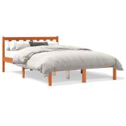 vidaXL Sängram utan madrass vaxbrun 140x200 cm massiv furu