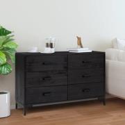 vidaXL Skänk svart 110x35x70 cm massiv furu
