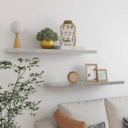 vidaXL Svävande vägghyllor 2 st betonggrå 90x23,5x3,8 cm MDF