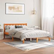 vidaXL Sängram utan madrass vaxbrun 140x190 cm massiv furu