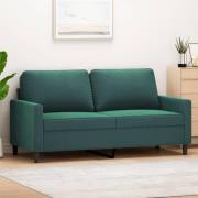 vidaXL Soffa 2-sits mörkgrön 140 cm sammet