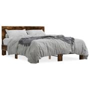 vidaXL Sängram rökfärgad ek 135x190 cm konstruerat trä och metall