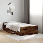 vidaXL Sängram med lådor rökfärgad ek 100x200 cm konstruerad trä