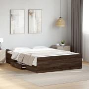 vidaXL Sängram med lådor brun ek 140x190 cm konstruerad trä