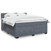 vidaXL Ramsäng med madrass mörkgrå 180x200 cm sammet