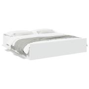 vidaXL Sängram med lådor vit 200x200 cm konstruerat trä