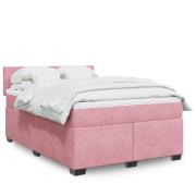 vidaXL Ramsäng med madrass rosa 140x200 cm sammet