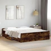 vidaXL Sängram med lådor rökfärgad ek 140x200 cm konstruerad trä