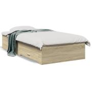 vidaXL Sängram med lådor sonoma-ek 75x190 cm konstruerat trä