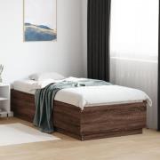 vidaXL Sängram brun ek 100x200 cm konstruerad trä