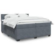 vidaXL Ramsäng med madrass mörkgrå 200x200 cm sammet