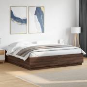 vidaXL Sängram brun ek 200x200 cm konstruerad trä